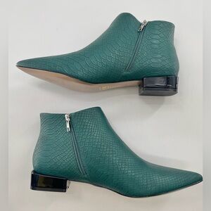 VHNY Booties Green Pointed Toe Block Zip-Up Boots Size 11 NEW Designer NY Flats